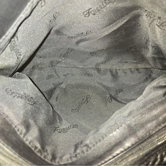 Fossil Vintage 75082 Black Leather Multi-Pocket Utility Shoulder Bag 11"X9"X3.5" - Picture 8 of 12